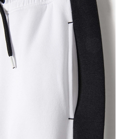 pantalon de jogging garcon avec bandes contrastantes sur les cotes blancI792101_3