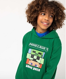 GEMO Sweat garçon à capuche avec motif en relief - Minecraft Vert