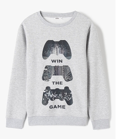 GEMO Sweat garçon en molleton avec imprimé fun gris standard