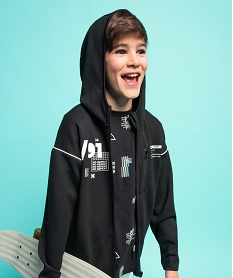 GEMO Sweat garçon zippé à capuche et détails contrastants noir standard