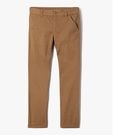 GEMO Pantalon garçon chino uni à revers marron vif
