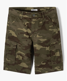 GEMO Bermuda garçon cargo en twill imprimé coupe Regular kaki chine