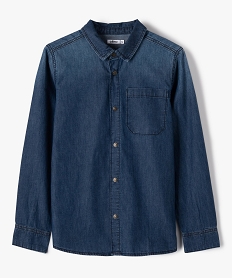 chemise garcon en toile de coton aspect denim bleuI797501_1