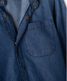 chemise garcon en toile de coton aspect denim bleuI797501_2