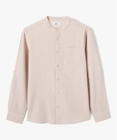 GEMO Chemise garçon unie à manches longues et col mao Beige