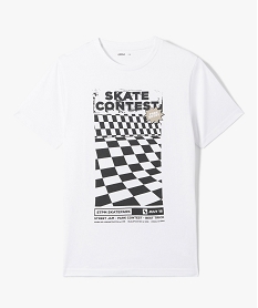 GEMO Tee-shirt garçon à manches courtes motif skateboard blanc standard