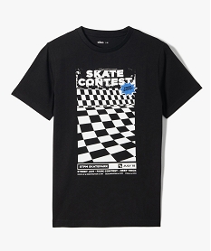 GEMO Tee-shirt garçon à manches courtes motif skateboard noir standard