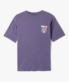 GEMO Tee-shirt garçon à manches courtes avec large motif dans le dos Violet