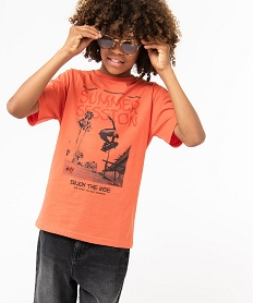 GEMO Tee-shirt à manches courtes imprimé garçon orange standard