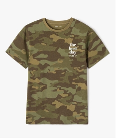 GEMO Tee-shirt garçon à manches courtes imprimé kaki standard
