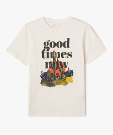 GEMO Tee-shirt garçon à manches courtes imprimé blanc chine