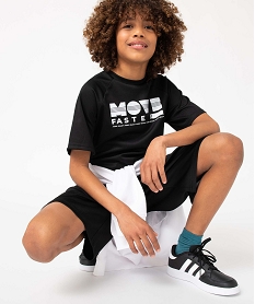 GEMO Tee-shirt de sport garçon à manches courtes avec inscription noir standard