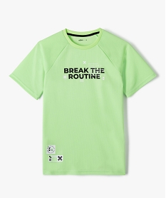 GEMO Tee-shirt de sport garçon à manches courtes avec inscription Vert