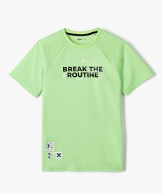 GEMO Tee-shirt de sport garçon à manches courtes avec inscription vert standard