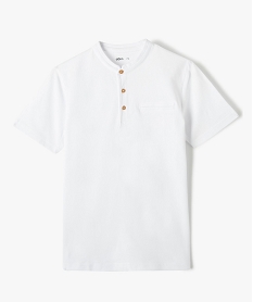 GEMO Polo à manches courtes et col mao garçon Blanc
