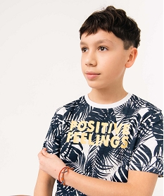 GEMO Tee-shirt garçon à manches courtes à motifs exotiques blanc vif