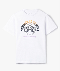GEMO Tee-shirt garçon à manches courtes avec motif surf blanc vif