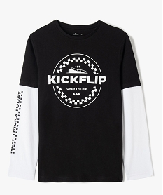 GEMO Tee-shirt garçon à manches longues effet 2-en-1 noir standard