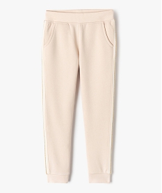 pantalon de jogging fille avec bande pailletee sur les cotes beigeI806301_1