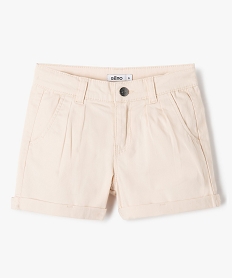 GEMO Short large en toile de coton fille Beige