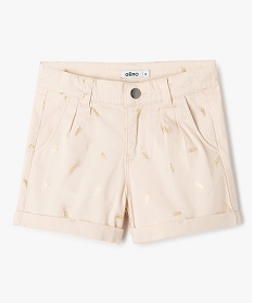 GEMO Short fille large en toile de coton avec motifs scintillants Beige