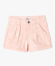 GEMO Short fille large en toile de coton avec motifs scintillants rose standard