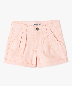 GEMO Short fille large en toile de coton avec motifs scintillants Rose