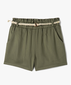 GEMO Short fille en maille fluide avec ceinture tressée Vert