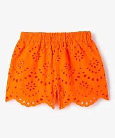 GEMO Short fille en broderie anglaise Orange