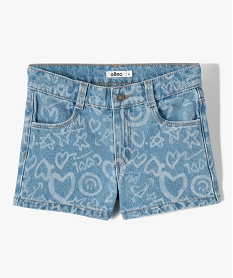 GEMO Short fille en jean à motifs délavés Gris