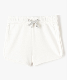 GEMO Short en maille avec taille élastiquée fille blanc chine