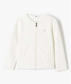 GEMO Sweat zippé à col rond avec motifs pailletés fille blanc chine