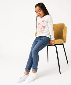 GEMO Jean coupe Regular coloris délavé fille bleu vif