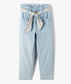 pantalon fille delave avec ceinture fleurie amovible bleuI812301_2
