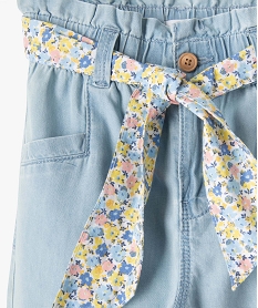 pantalon fille delave avec ceinture fleurie amovible bleuI812301_3