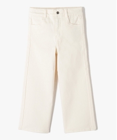 GEMO Jean fille coupe large taille haute avec ceinture ajustable blanc chine