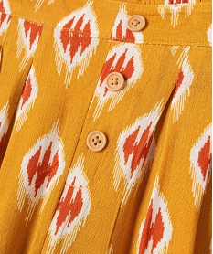 pantalon fille ample en maille fluide a motifs jaune pantalonsI813901_4