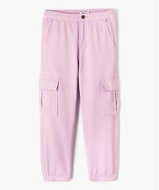 GEMO Pantalon fille coupe cargo avec ceinture élastique violet standard