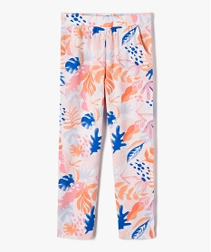 pantalon fille fluide a motif tropical rose pantalonsI814401_1