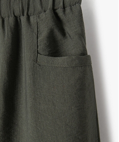 pantalon fille coupe ample avec taille elastique vert pantalonsI814801_2
