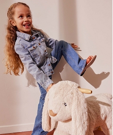 GEMO Veste en jean fille à boutons-pression blanc chine