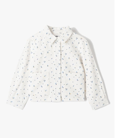 GEMO Veste fille en denim à motifs fleuris blanc chine