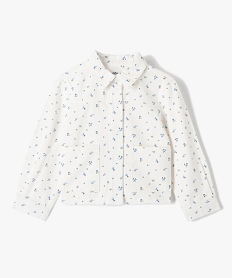 GEMO Veste fille en denim à motifs fleuris Beige