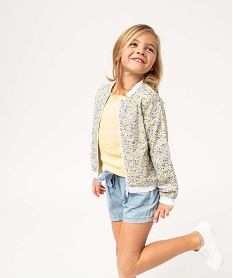 GEMO Veste fille à motifs fleuris fermeture zippée Multicolore