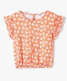 blouse fille a motifs fleuris et rayures scintillantes orangeI818601_1