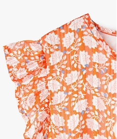 blouse fille a motifs fleuris et rayures scintillantes orangeI818601_2
