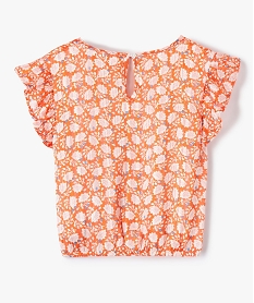 blouse fille a motifs fleuris et rayures scintillantes orangeI818601_3