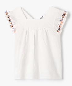 GEMO Chemise fille à manches courtes avec volants brodés blanc chine