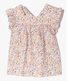 GEMO Blouse fille à motifs fleuris avec volants sur les épaules blanc chine