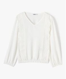 GEMO Chemise fille à manches longues avec bandes brodées Beige